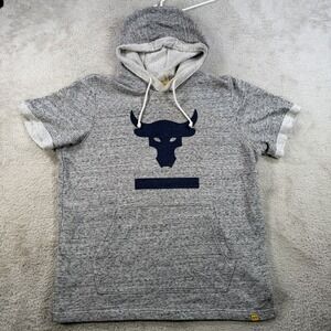Under Armour Project Rock Hoodie Mens Large Grey Short Sleeve Workout Gym Bull